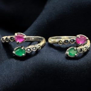 The Neha Silver Marcasite Front Open Toe-Rings