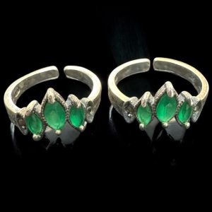 The Manya Silver Marcasite Toe-Rings (Green)