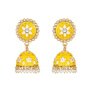 Generic Women's Rose Gold Plated Alloy Earrings (Yellow)