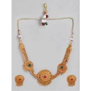 Generic Women's Rose Gold Plated Alloy Necklace & Earings Set (Multicolor)