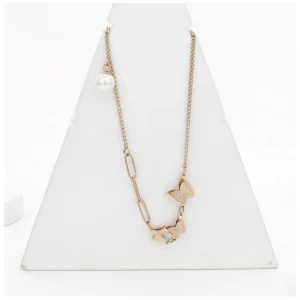 Generic Women's Stainless Steel Butterfly Pendent Delicate Chain (Gold Plated)