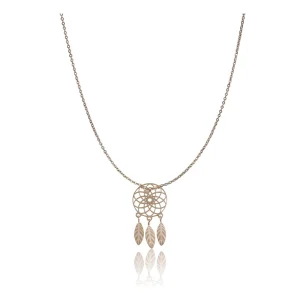 Generic Women's Stainless Steel Dream Catcher Pendent Delicate Chain (Gold Plated)