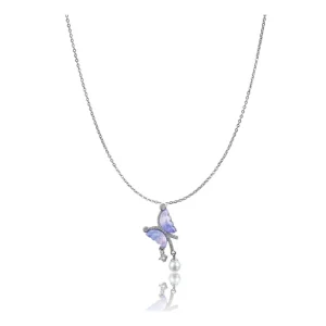 Generic Women's Stainless Steel Butterfly Dailywear Pendent Delicate Chain (Silver Plated)