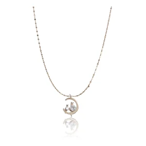 Generic Women's Stainless Steel Moon Pendent Delicate Chain (Gold Plated)