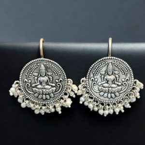 The Vanshika Silver Lakshmi Earrings