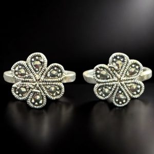 The Mayra Silver Floral Marcasite Toe-Rings