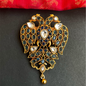 The Gandaberunda Blue Polki Silver Pendant