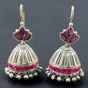 The Sarojini Silver Hook Jhumka