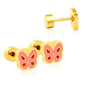 Blush Butterfly 18K Gold Plated Children's Earrings