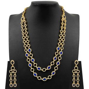 Premium Stone Necklace with Stud PMSNM4WBL-0041, PMSHST10WBL-003