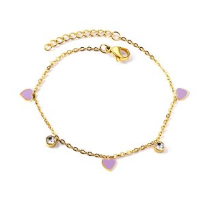 Lavender Heart 18K Gold Plated Children's Bracelet