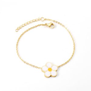 White FLower 18K Gold Plated Children's Bracelet